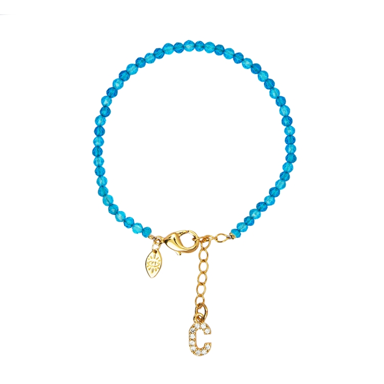 Pulseira Lucky Charms Letras  Azul Claro