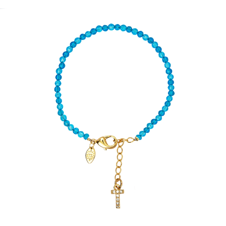 Pulseira Lucky Charms Letras  Azul Claro