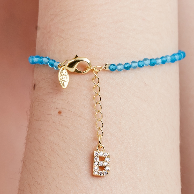 Pulseira Lucky Charms Letras  Azul Claro