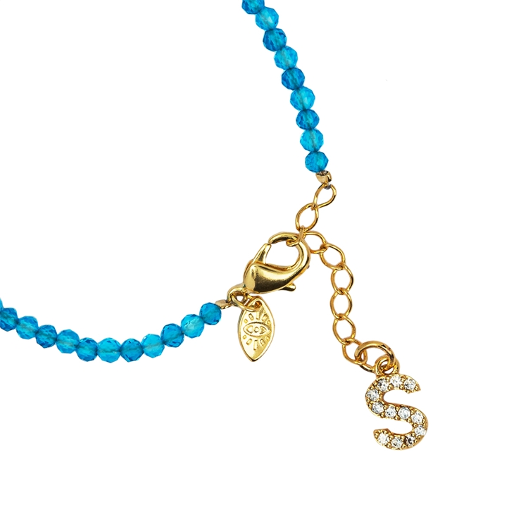 Pulseira Lucky Charms Letras  Azul Claro