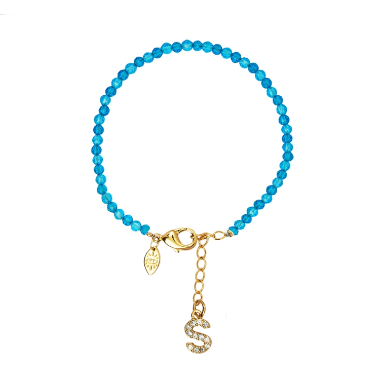 Pulseira Lucky Charms Letras  Azul Claro