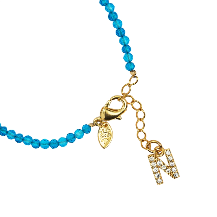Pulseira Lucky Charms Letras  Azul Claro