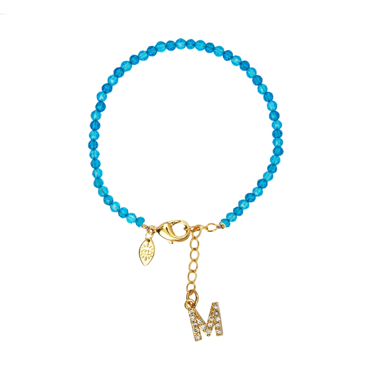 Pulseira Lucky Charms Letras  Azul Claro