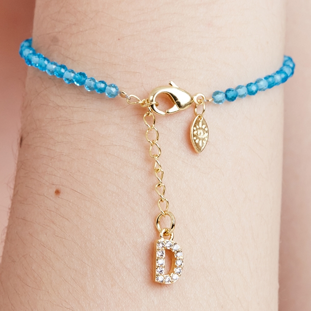 Pulseira Lucky Charms Letras  Azul Claro