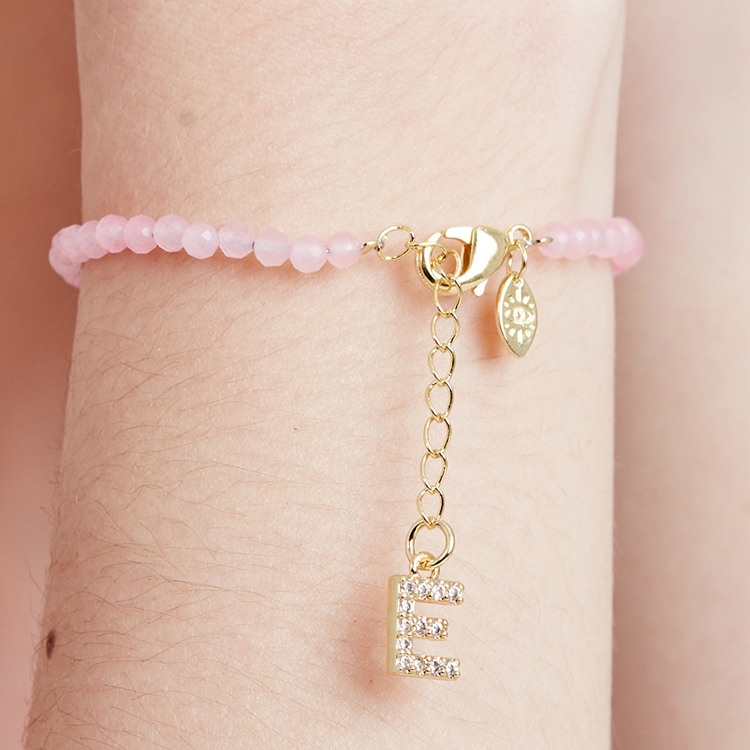Pulseira Lucky Charms Letras Rosa