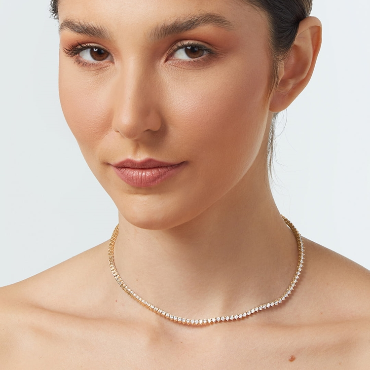 Colar Riviera Tiana Cravejada de Zircônias Cristal 38cm