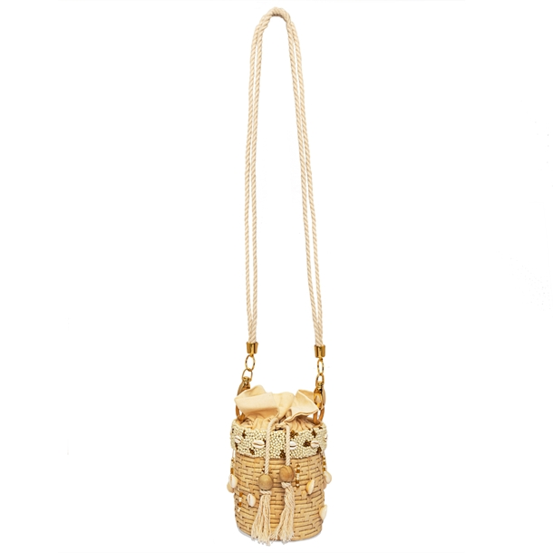 Bolsa Gaia Bucket De Palha e  Búzios