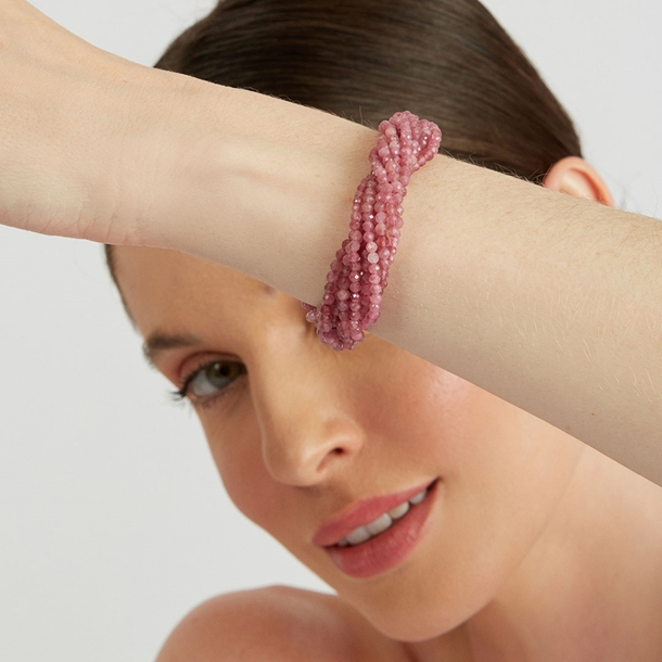 Pulseira Voltas Turmalina Rosa