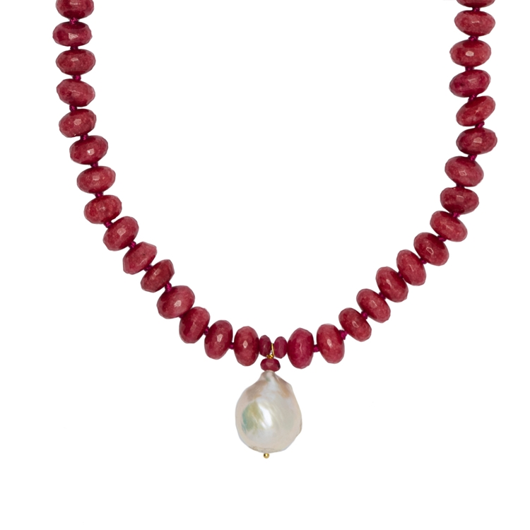 COLAR PEDRAS E PEROLA BARROCA