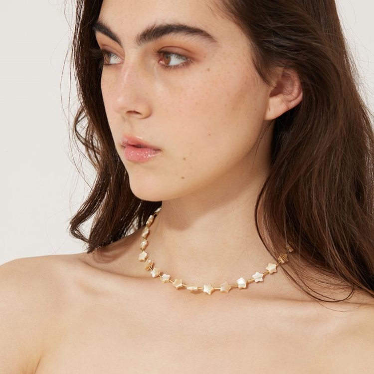 Colar Madre Pérolas Estrelas