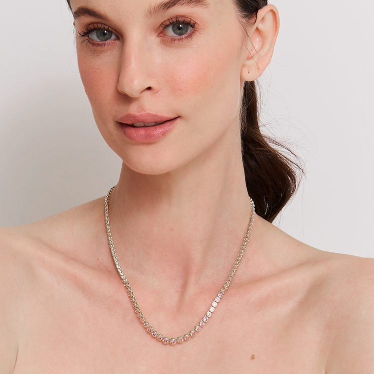 Colar Riviera Shine Rosa Claro 45 cm