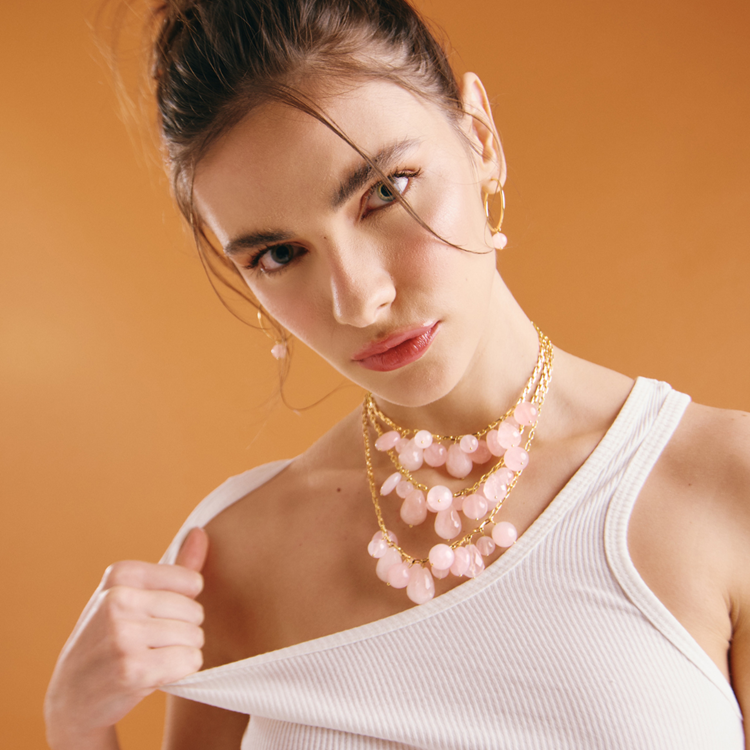 Colar Quartzo Rosa Collab Helena Bordon
