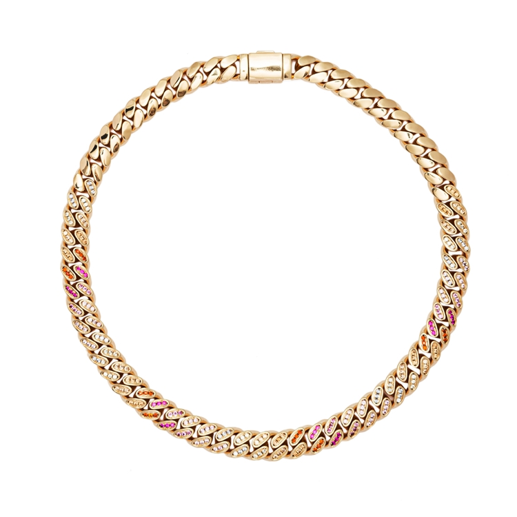 Colar Corrente Chunky Tons Rosados