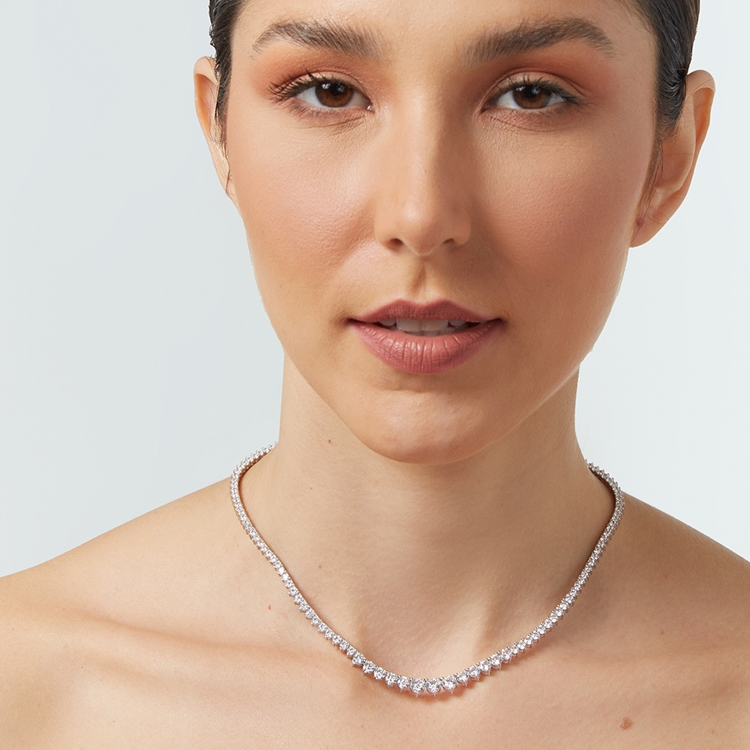 Colar Riviera Nina Cravejada de Zircônias Cristal 38cm