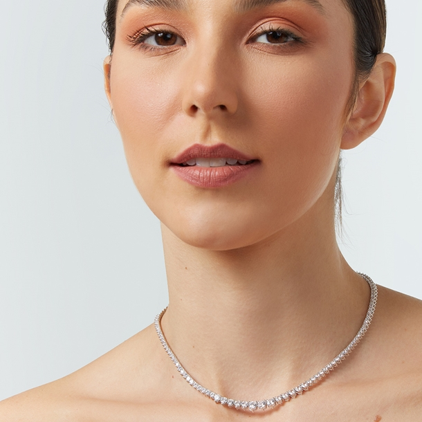 Colar Riviera Nina Cravejada de Zircônias Cristal 38cm