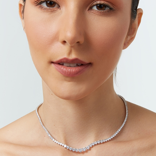 Colar Riviera Nina Cravejada de Zircônias Cristal 38cm