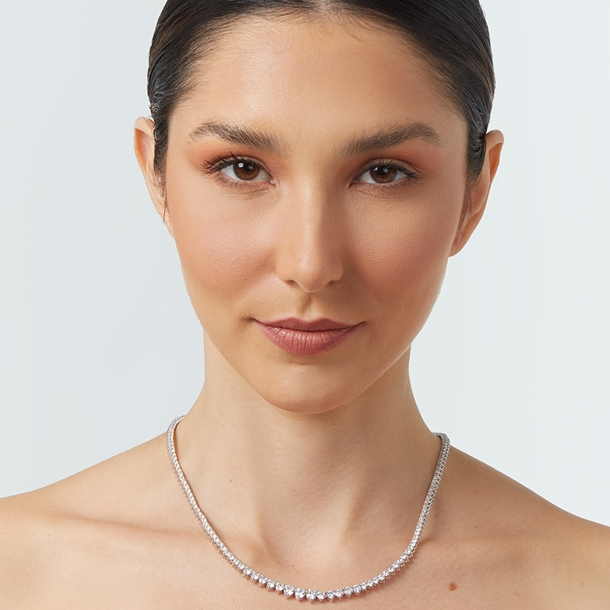 Colar Riviera Nina com Zircônias Cravejadas Cristal 45cm