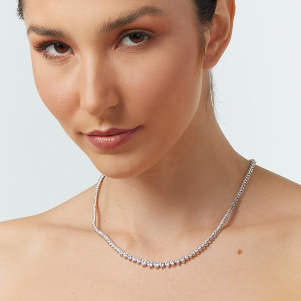 Colar Riviera Nina com Zircônias Cravejadas Cristal 45cm