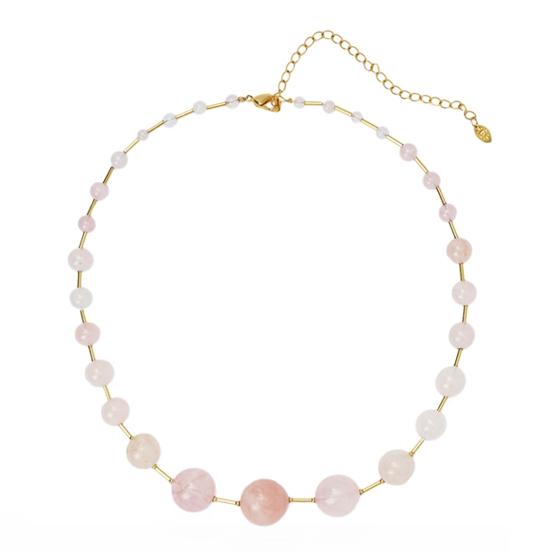 Colar Bolas Quartzo Rosa