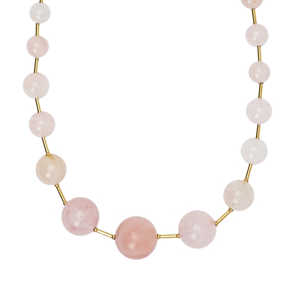 Colar Bolas Quartzo Rosa