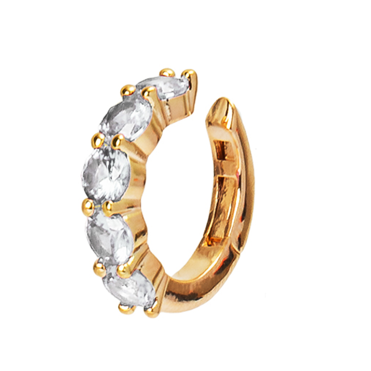 Brinco Piercing de Pressão Zircônia Cristal