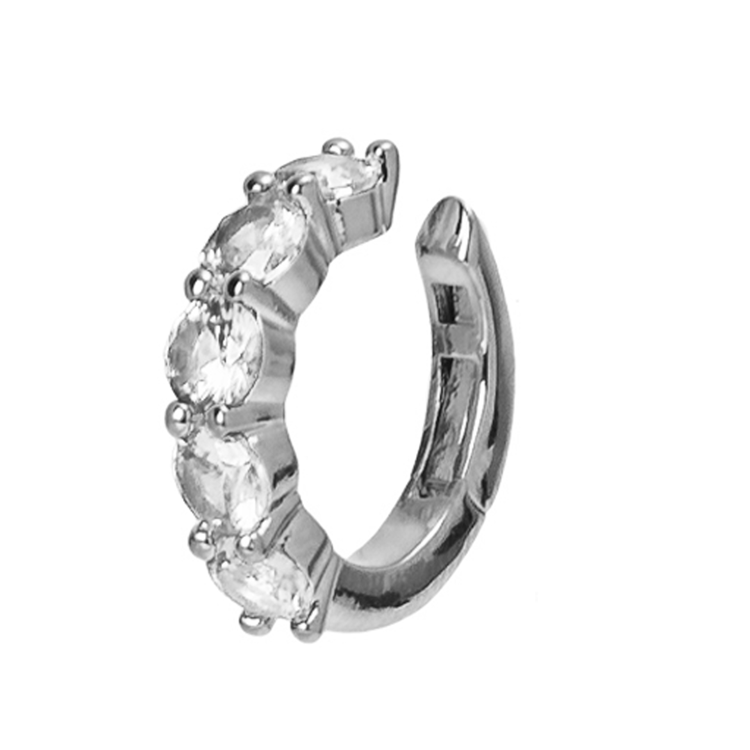 Brinco Piercing de Pressão Zircônia Cristal