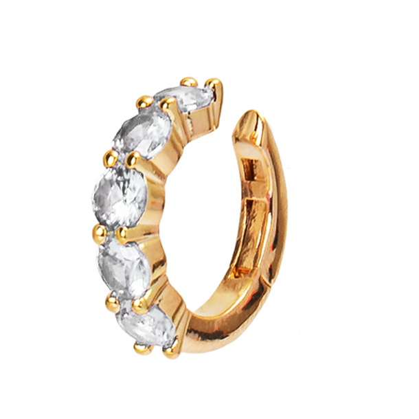 Brinco Piercing de Pressão Zircônia Cristal