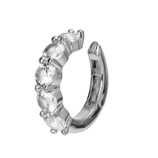 Brinco Piercing de Pressão Zircônia Cristal