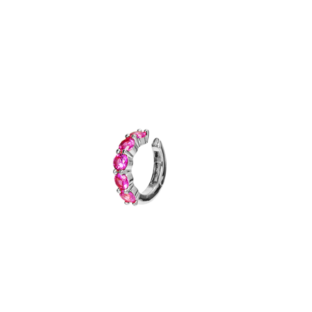Brinco Piercing de Pressão Zircônia Pink