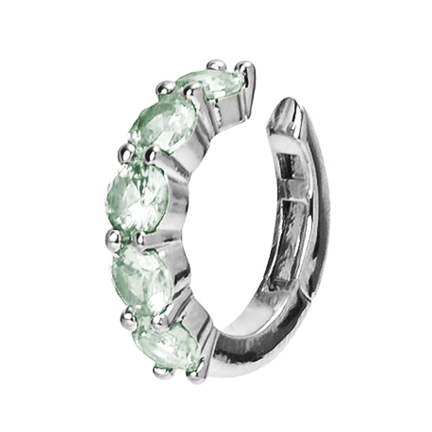 Brinco Piercing de Pressão Zircônia Verde Claro