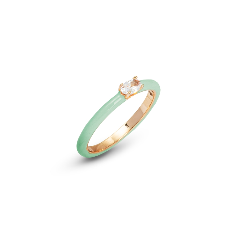 Anel Esmaltado e Zircônia Oval