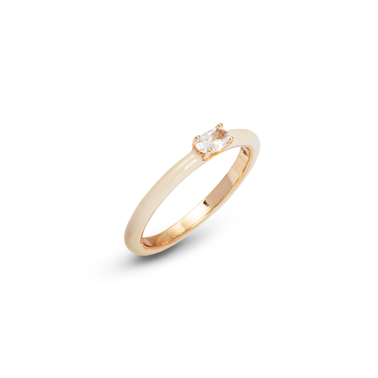 Anel Esmaltado e Zircônia Oval