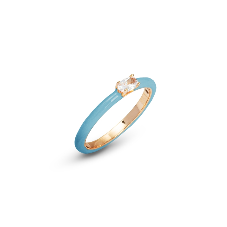Anel Esmaltado e Zircônia Oval