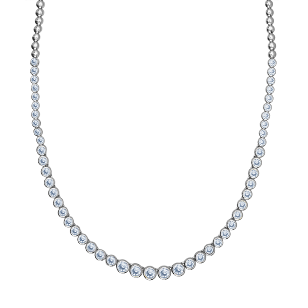 Colar Riviera Shine Cravejada de Zircônia Azul Claro 45cm