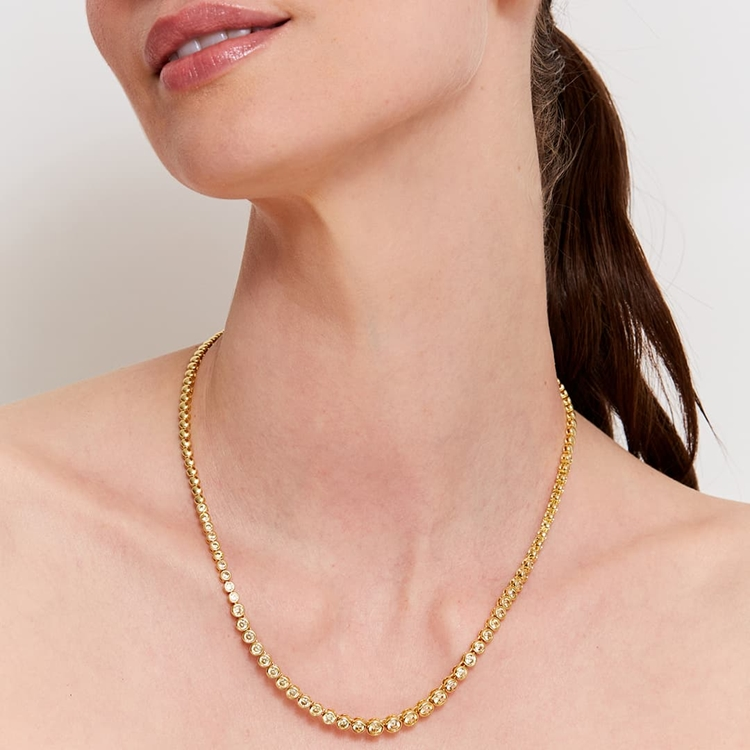 Colar Riviera Shine Cravejada de Zircônia Amarelo Claro 45cm