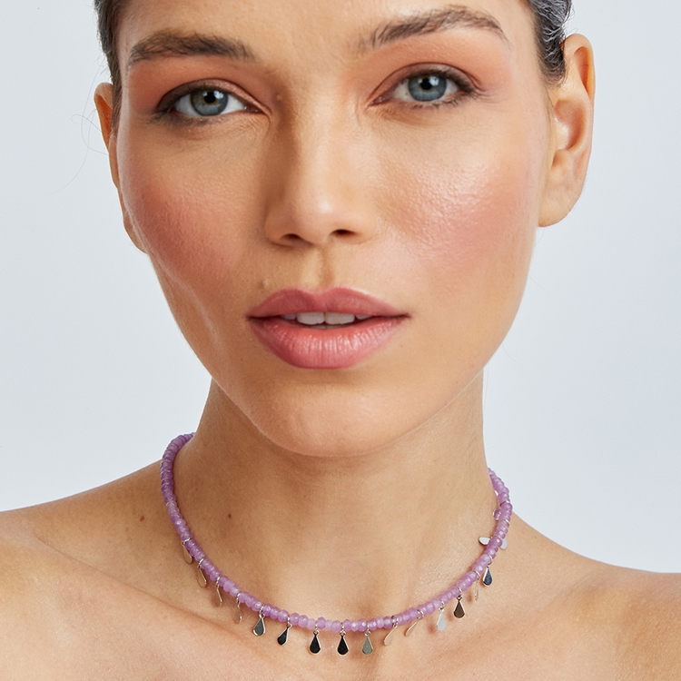 Colar Choker  Cristal Lavanda