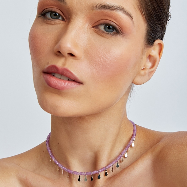 Colar Choker  Cristal Lavanda