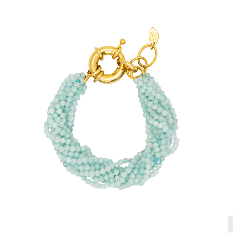 Pulseira Voltas Água Marinha