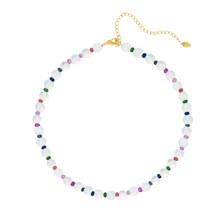 Colar Folia Mini Zircônias Coloridas