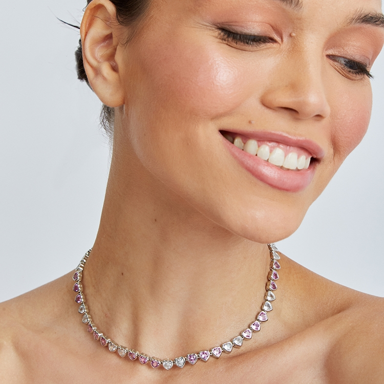 Colar Riviera Cravejada de Zircônias Coração Liz 40cm