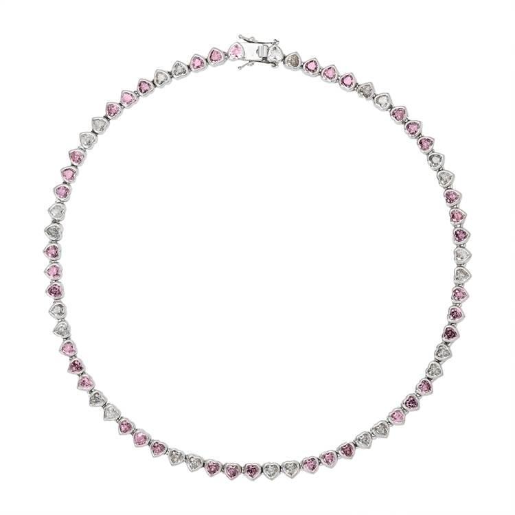 Colar Riviera Cravejada de Zircônias Coração Liz 40cm