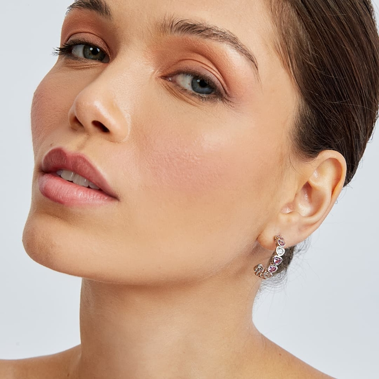 Brinco Argola Zircônia Coração