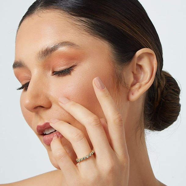 Anel Laura Zircônias Água Marinha