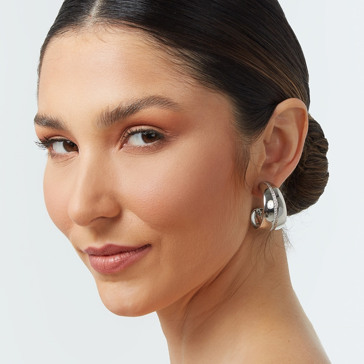 Brinco Argola Bold Cravejada Zircônias