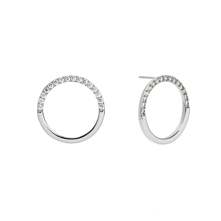 Brinco Argola Classic Redendo Zircônia Cristal
