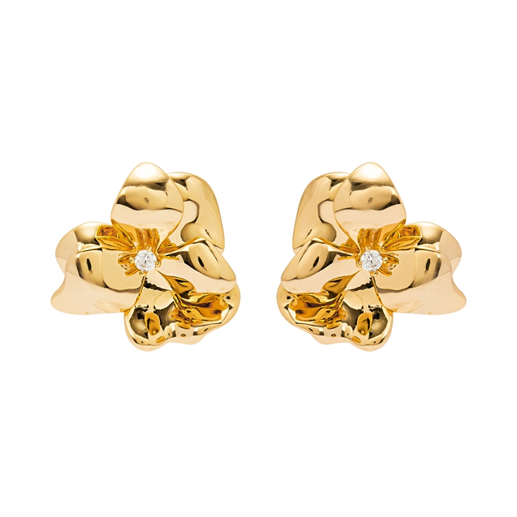 Brinco Flor Cravejados com Zircônias