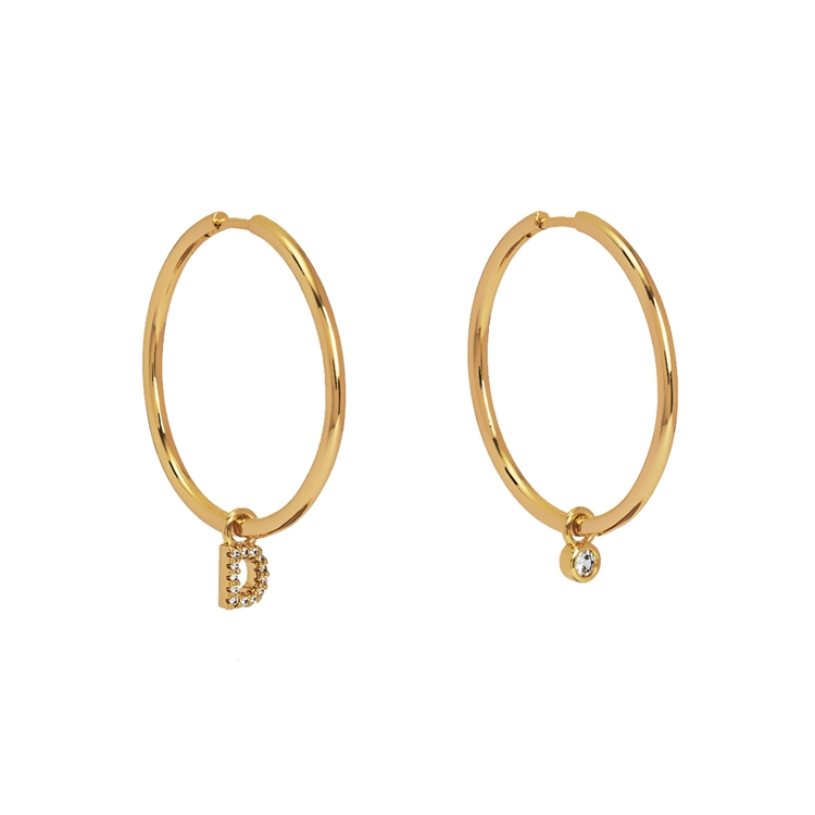 Brinco Argola Letras Cravejadas e Ponto de Luz