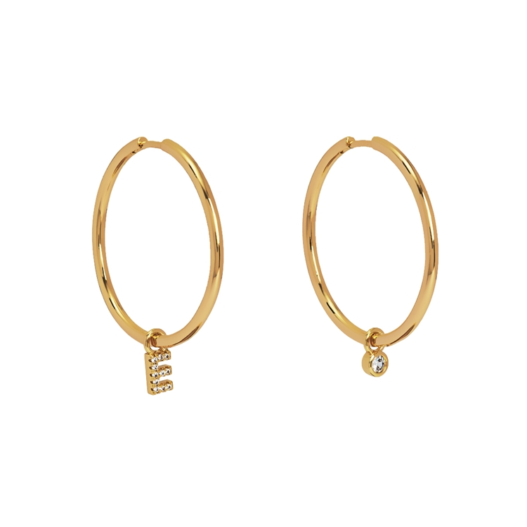 Brinco Argola Letras Cravejadas e Ponto de Luz