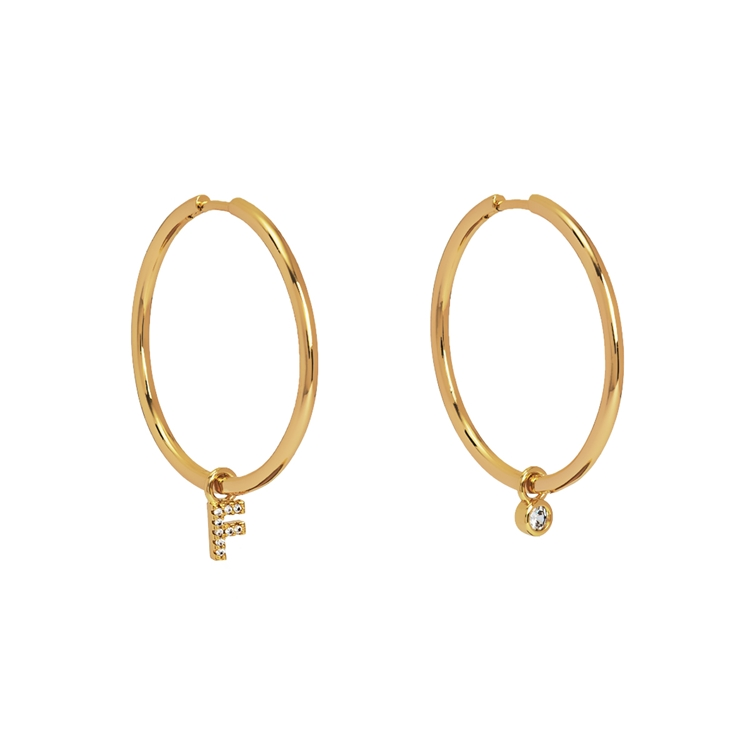 Brinco Argola Letras Cravejadas e Ponto de Luz