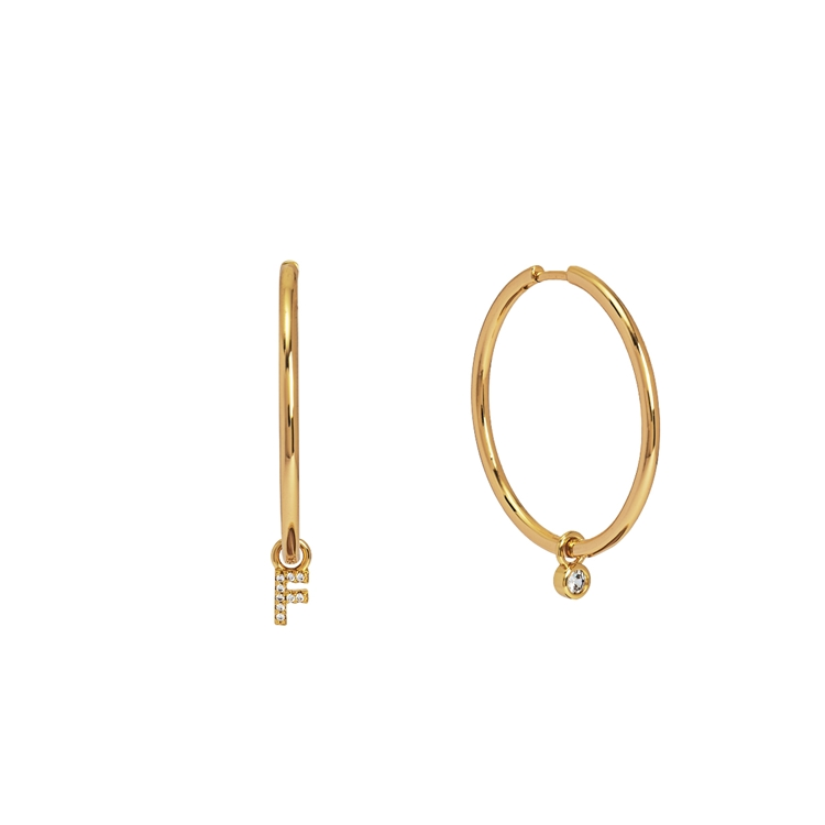 Brinco Argola Letras Cravejadas e Ponto de Luz